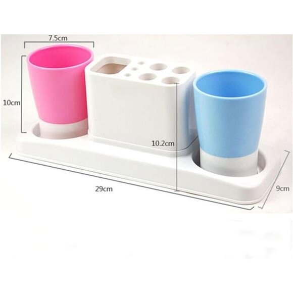 Toothbrush Toothpaste Holder Bathroom Organizer Plastic Storage Rack Set for Hom - Picture 3 of 7